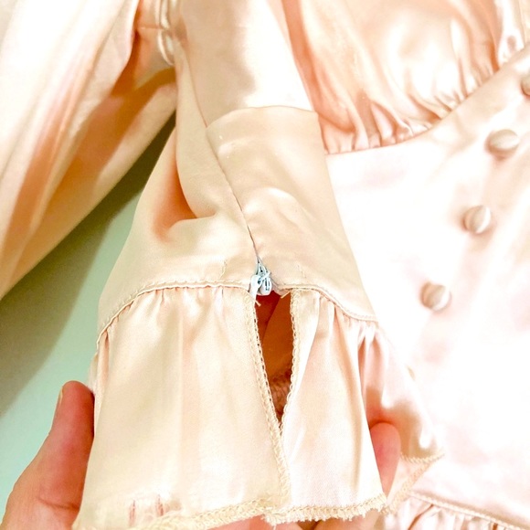 SHEIN blush pink crop satin blouse S - Picture 3 of 6